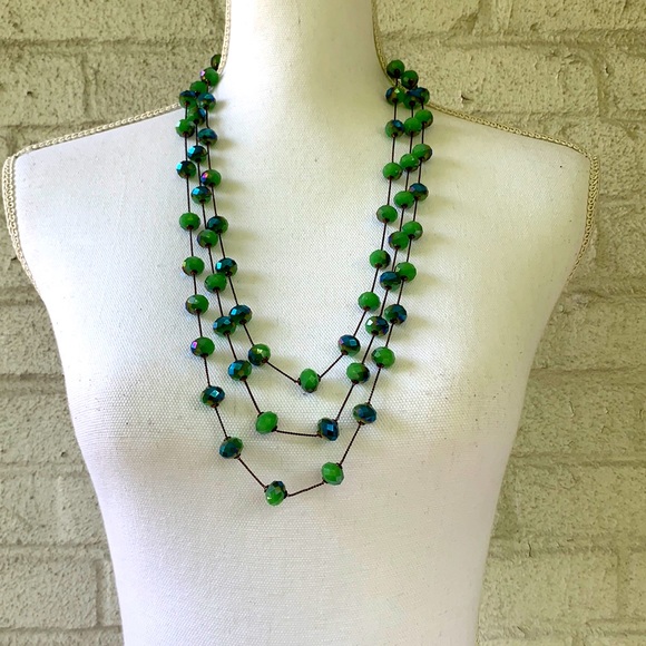 3-Layer Pave Beaded Necklace & Earrings Set - Picture 3 of 5